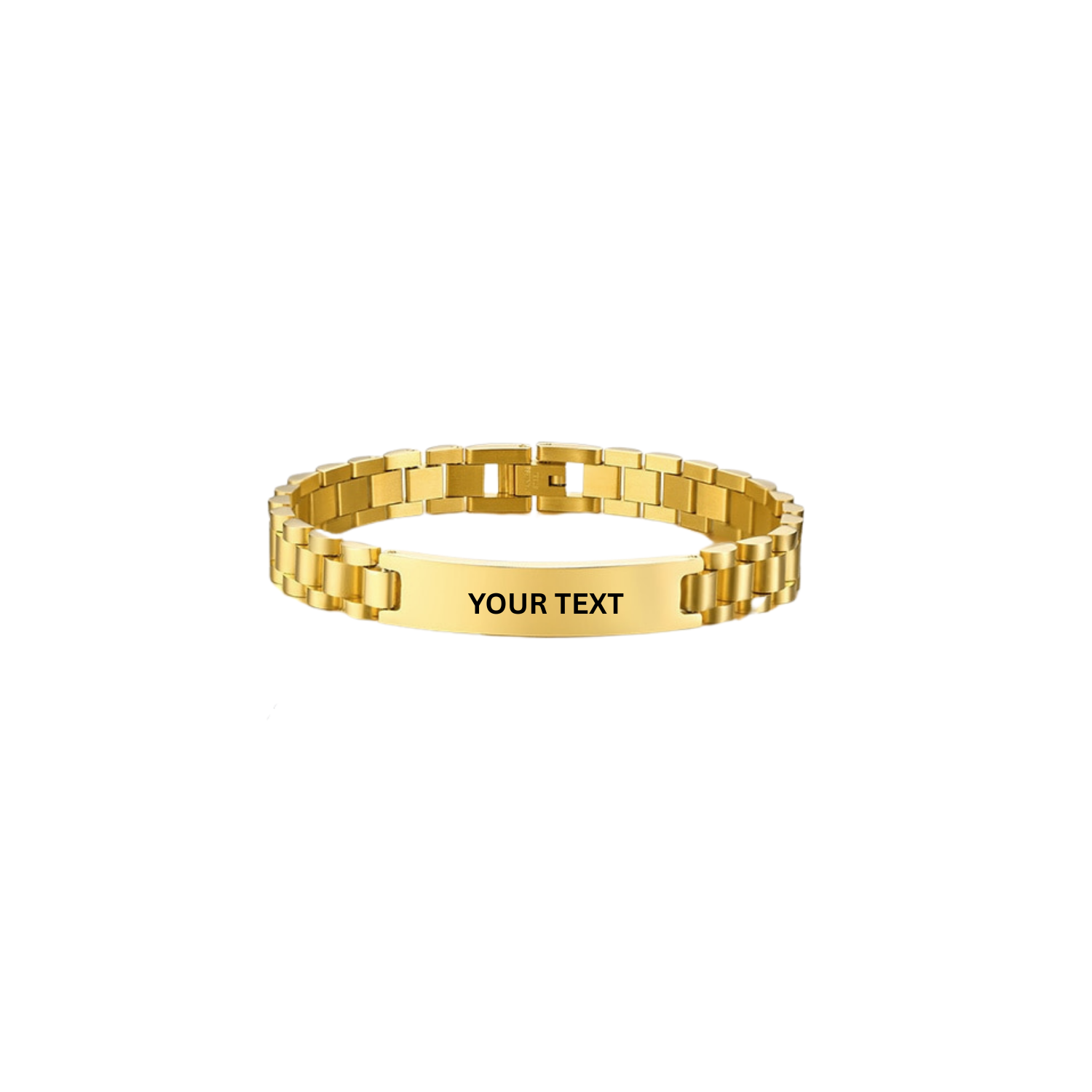 Personalized Engraved Gold Linked Chain Bracelet