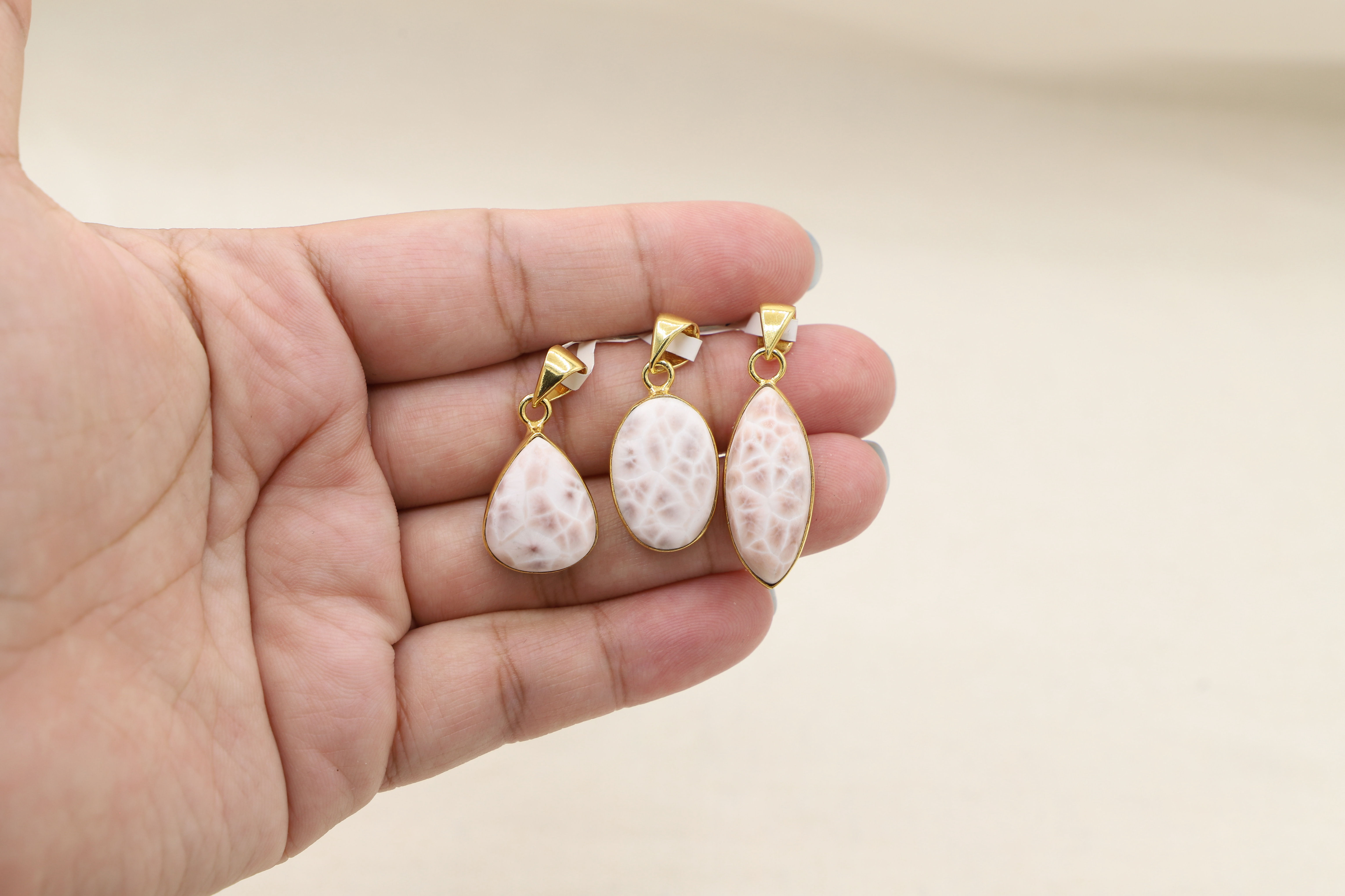Pink Natrolite Pendant 1 Micron of Gold Over S925