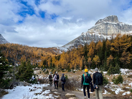 Hiking at Moraine Lake, Larch Valley, Banff