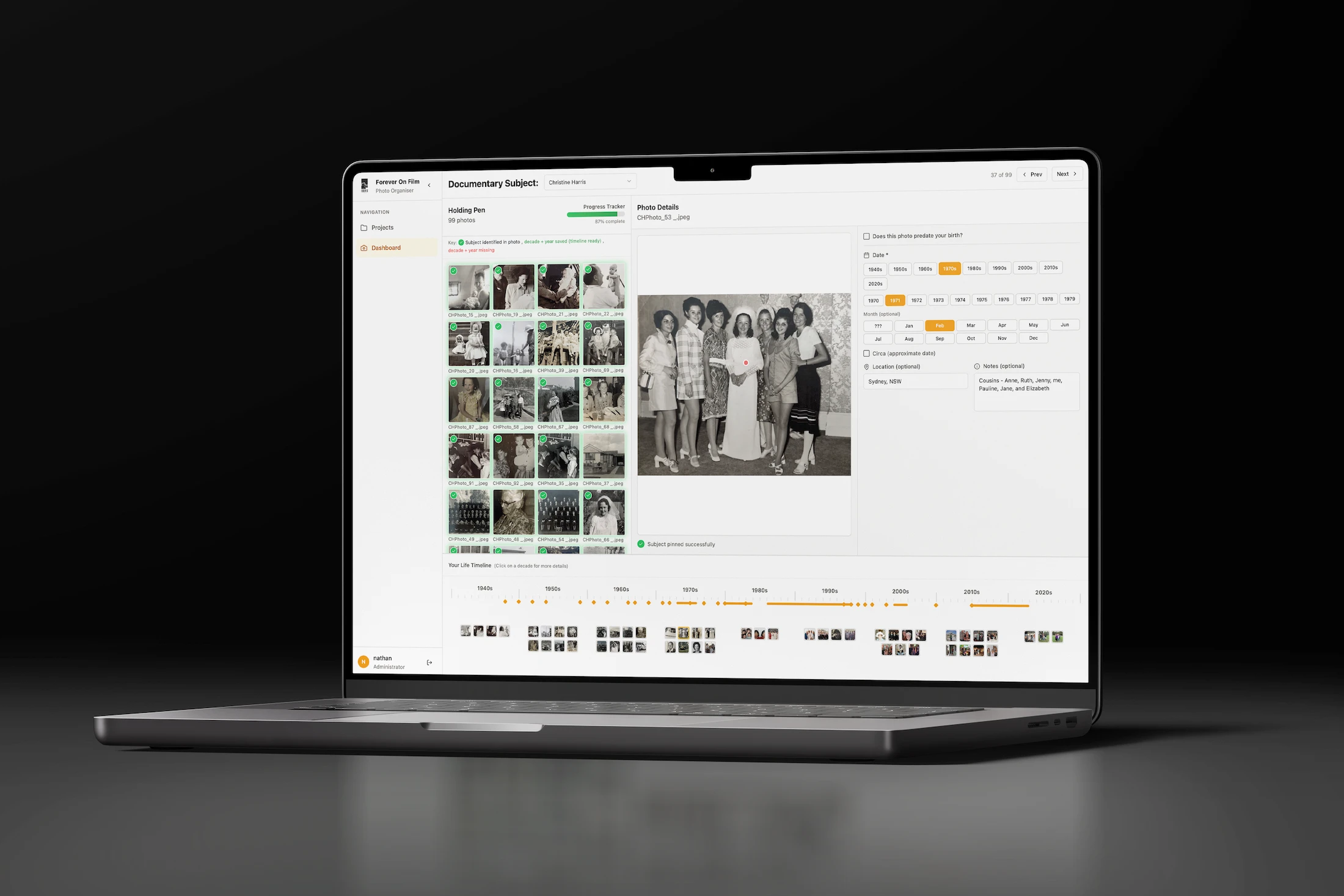 vibe coded documentary image organiser app