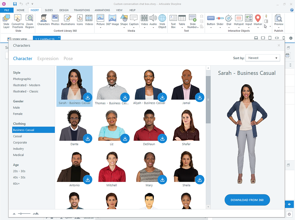Articulate storyline characters