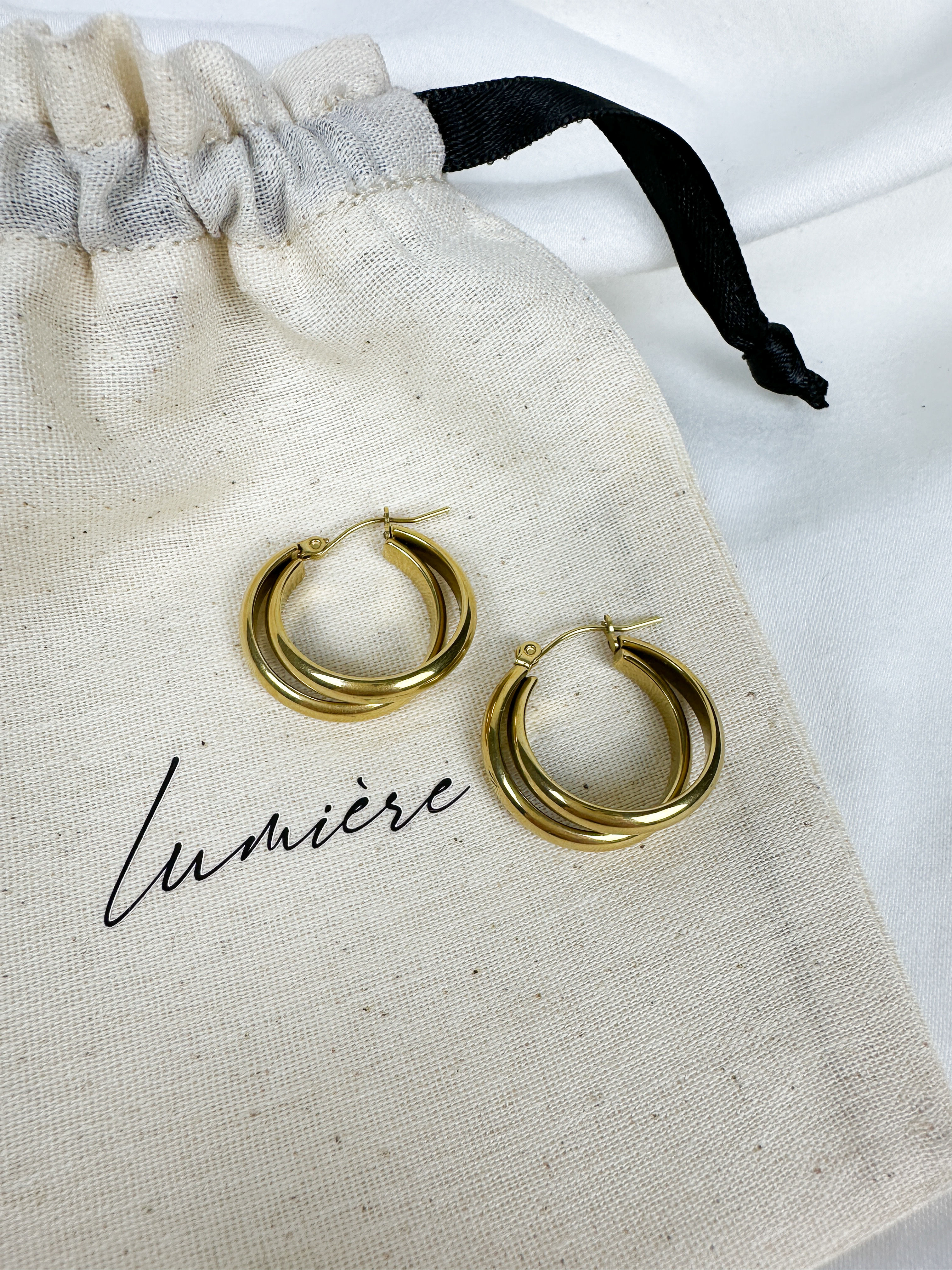 Gold İkili Halka Küpe