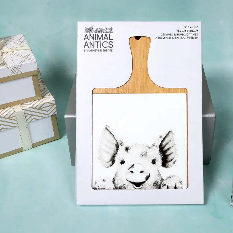 Thumbnail: Pig 7.5" Bamboo & Ceramic Tile Trivet