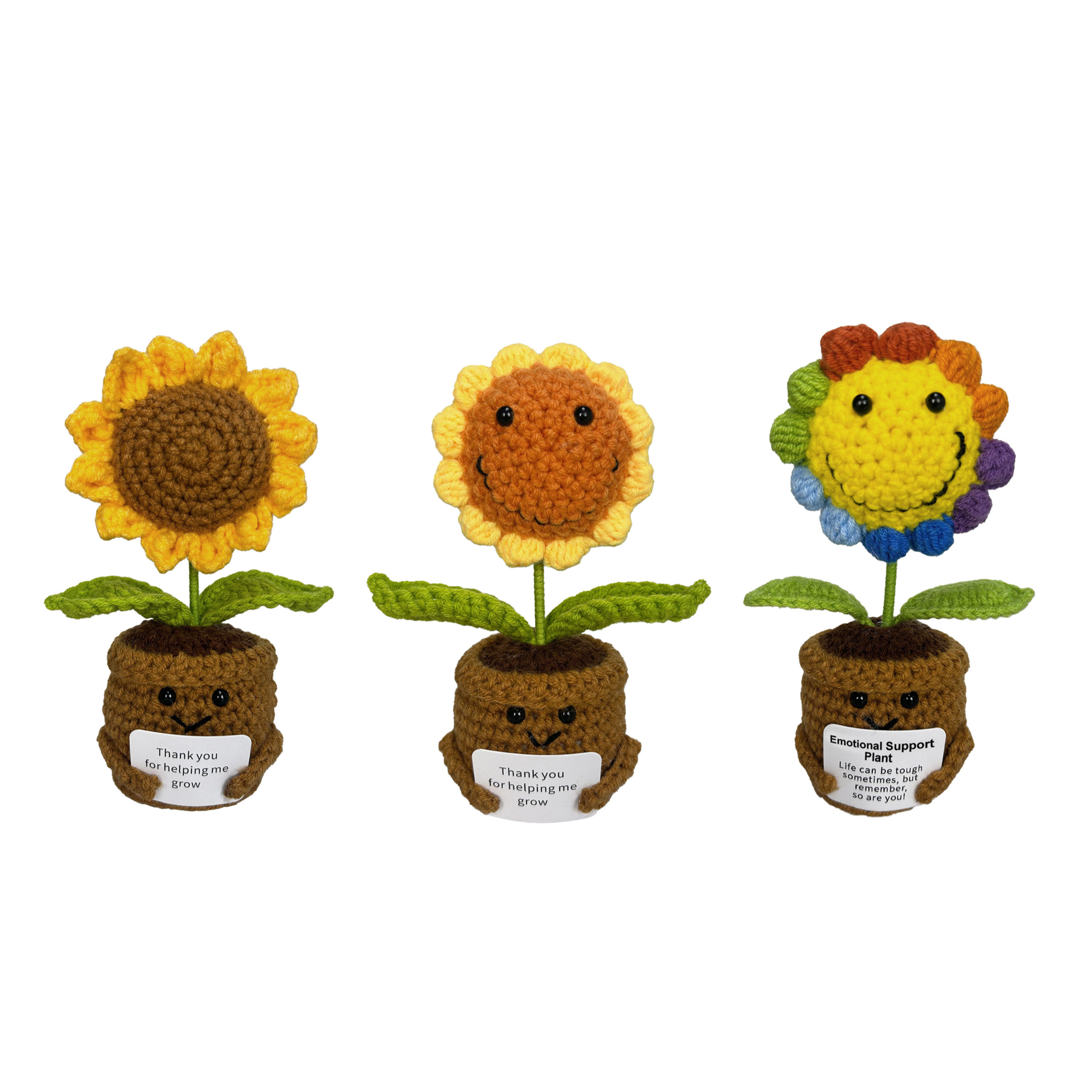 6.1” Emotional Support Crochet Sunflower Plush