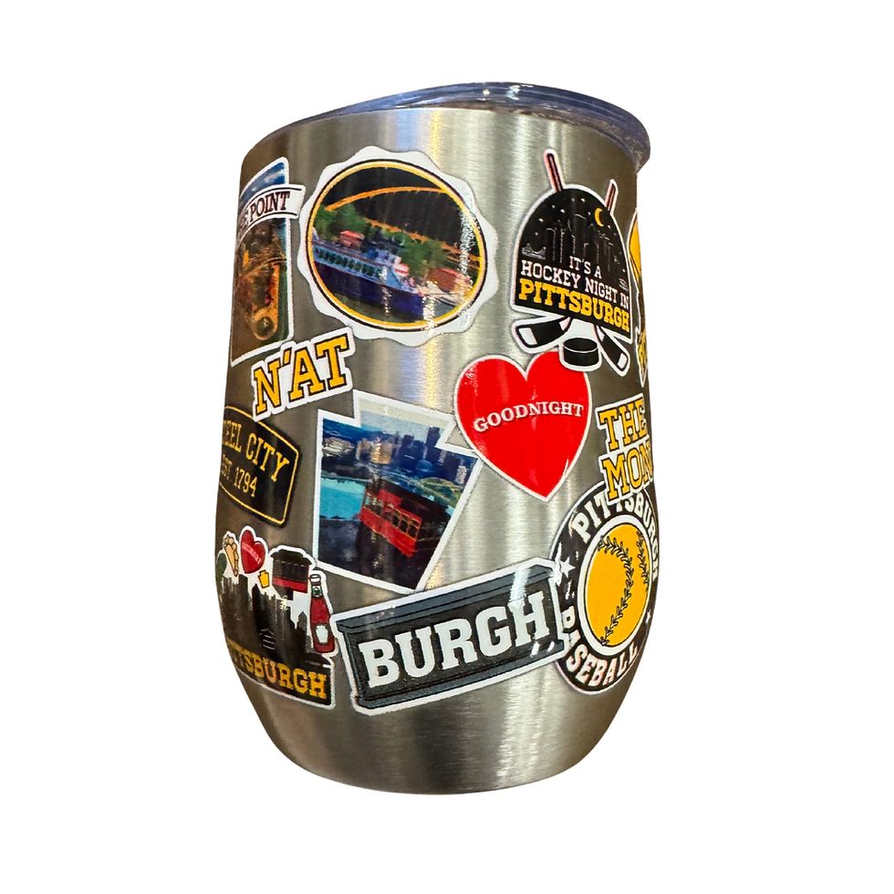 Thumbnail: Pittsburgh Sticker Collage Wine Tumbler