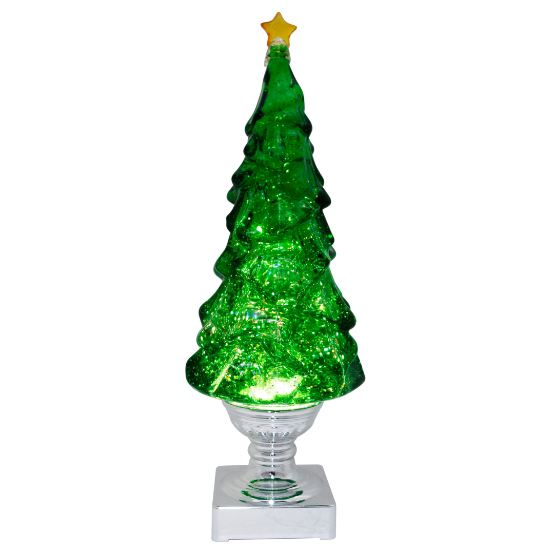 14" Green LED Blowing Glitter Tree