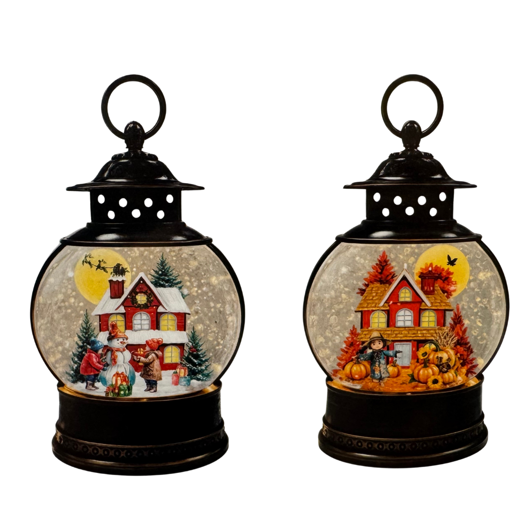 11.25"H Holiday and Harvest Reversible Spinning Water G