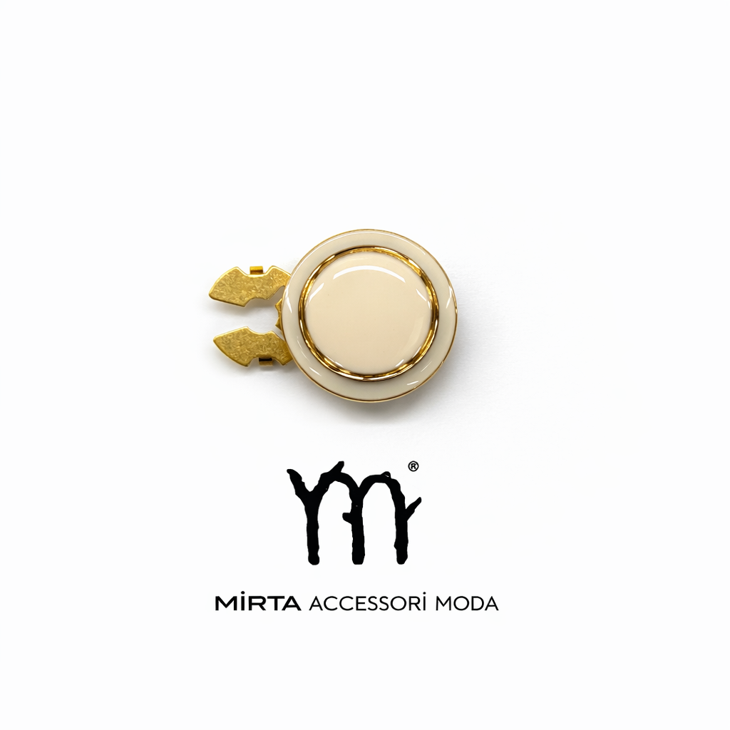 Copri Bottone in Resina Laccata Crema e Oro | Mirta Accessori Moda