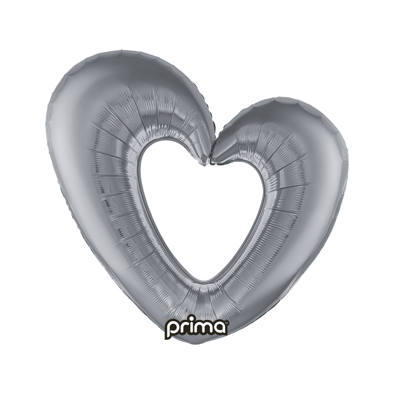 40" Silver Open Heart