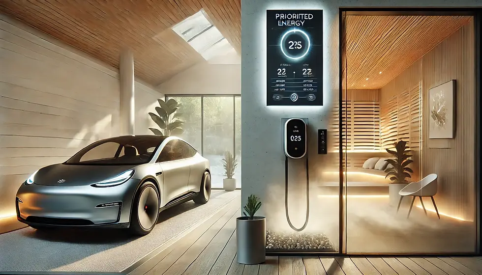 Symbolbild - Lastmanagement mit Elektroauto und Sauna