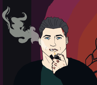 artistic version of a guy smoking