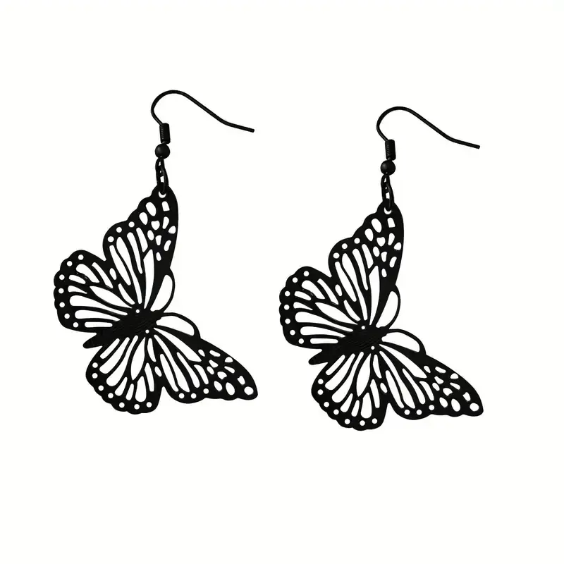 Miniatura: Aretes colgantes de mariposa negra