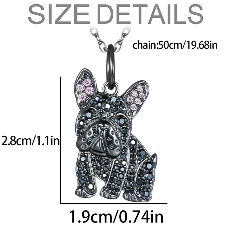 Miniatura: Collar de moda perrito Bulldog black cristales zirconia cúbica
