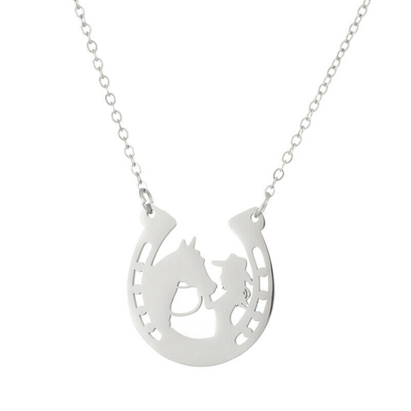 Miniatura: Collar y colgante Horseshoe, Horse & Girl gold filled