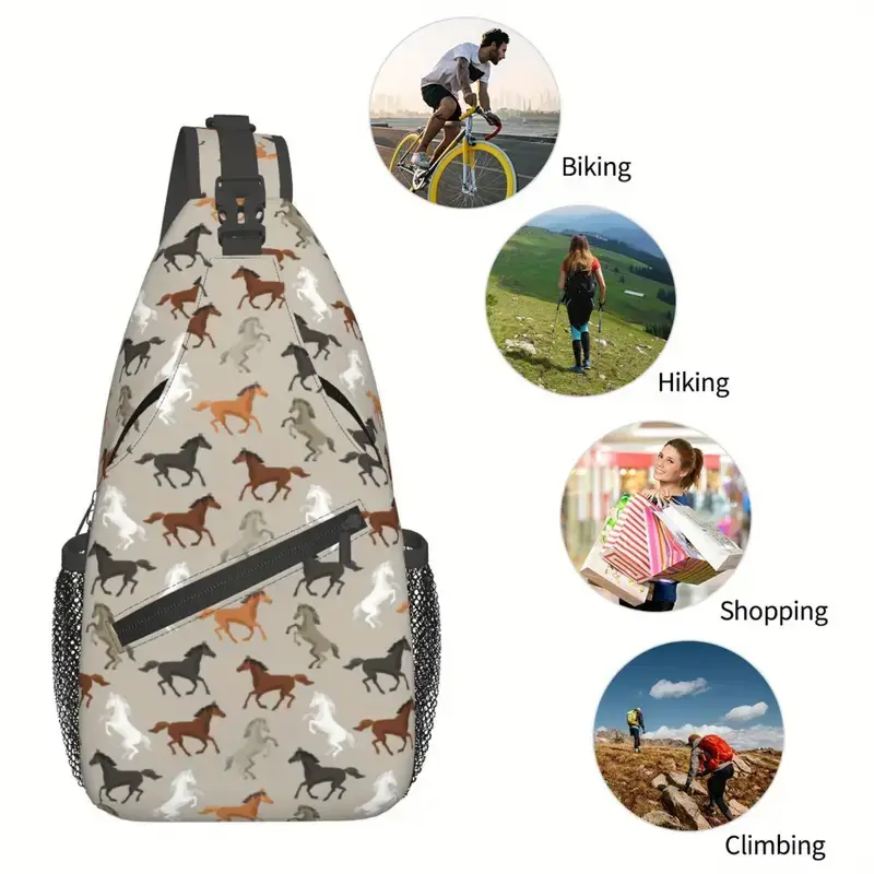 Miniatura: Bolsa bandolera cruzada estampado de caballos