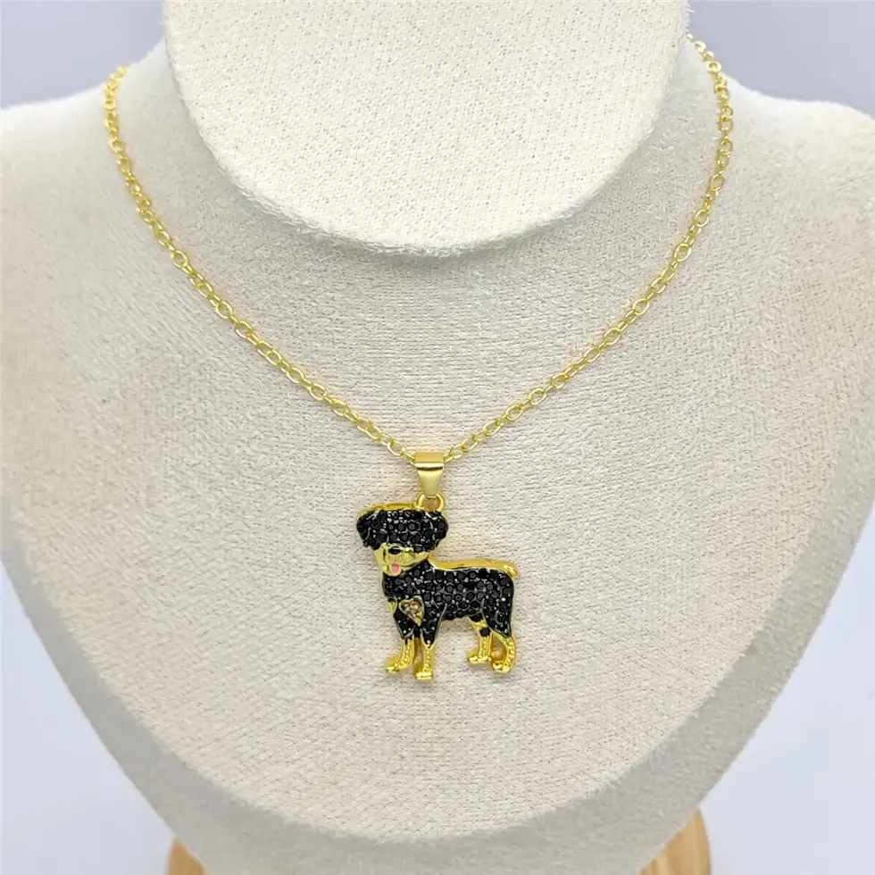 Miniatura: Collar de moda perrito Rottweiller cristales zirconia cúbica