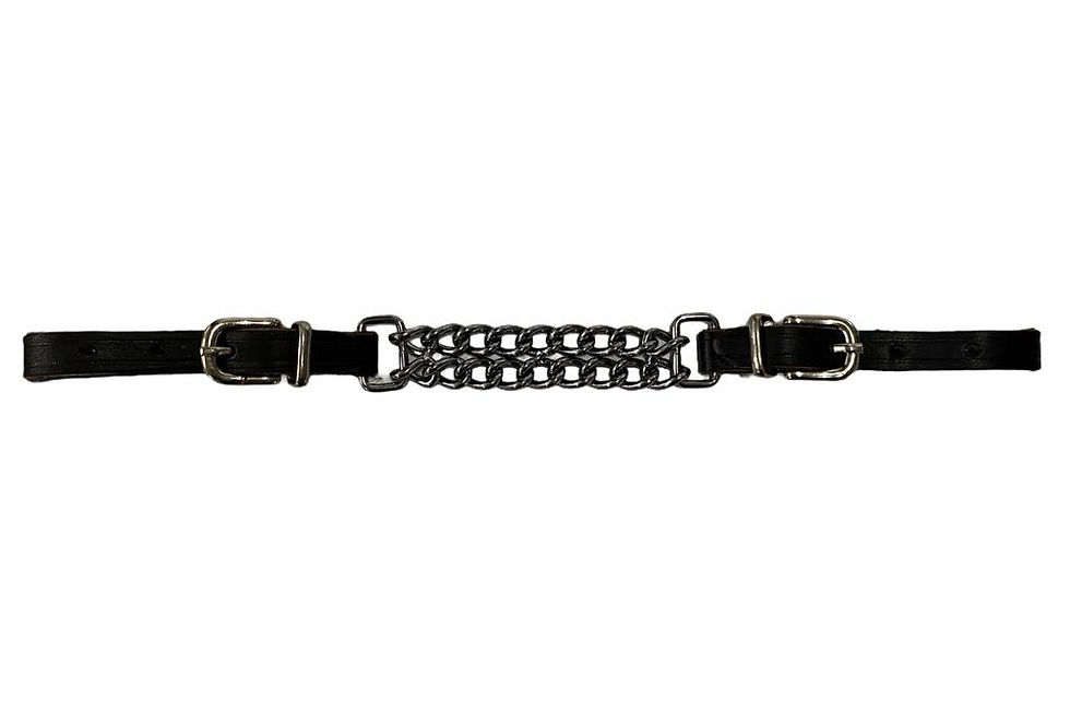 Barbada de piel para freno con cadena doble y trabilla