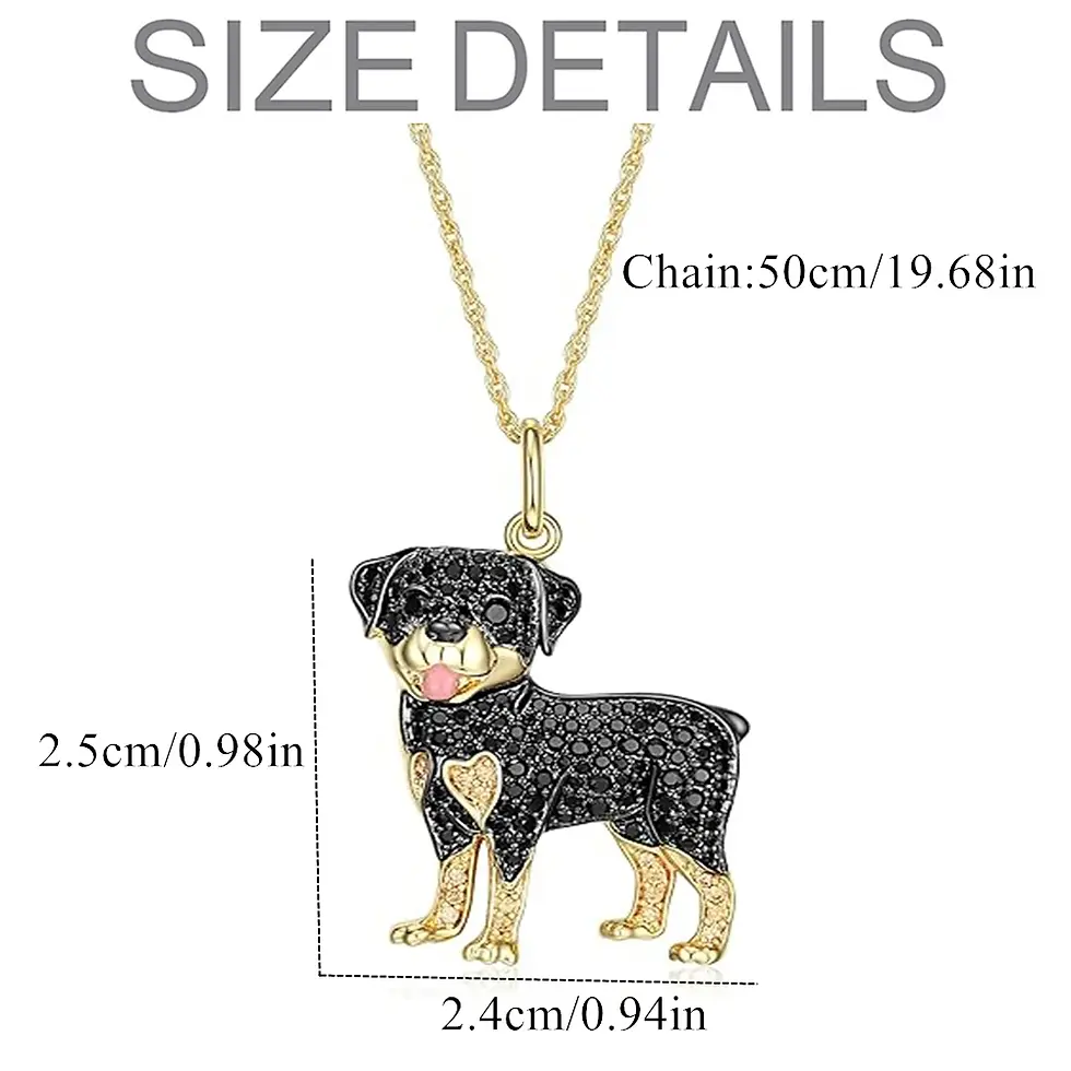 Miniatura: Collar de moda perrito Rottweiller cristales zirconia cúbica