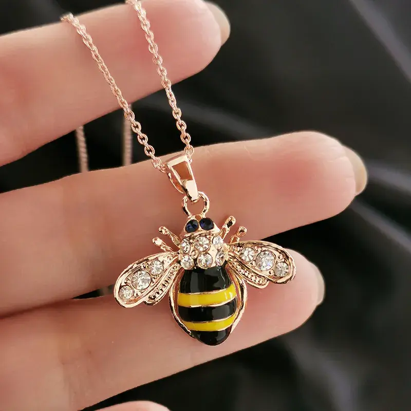 Miniatura: Collar abeja 🐝 laminado de oro cristales zirconia