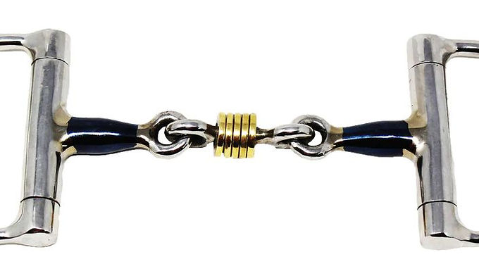 Freno tipo D con bocado doble articulado con anillos Professional Equine