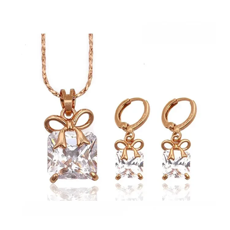 Conjunto de joyería de cristales regalo con moño
