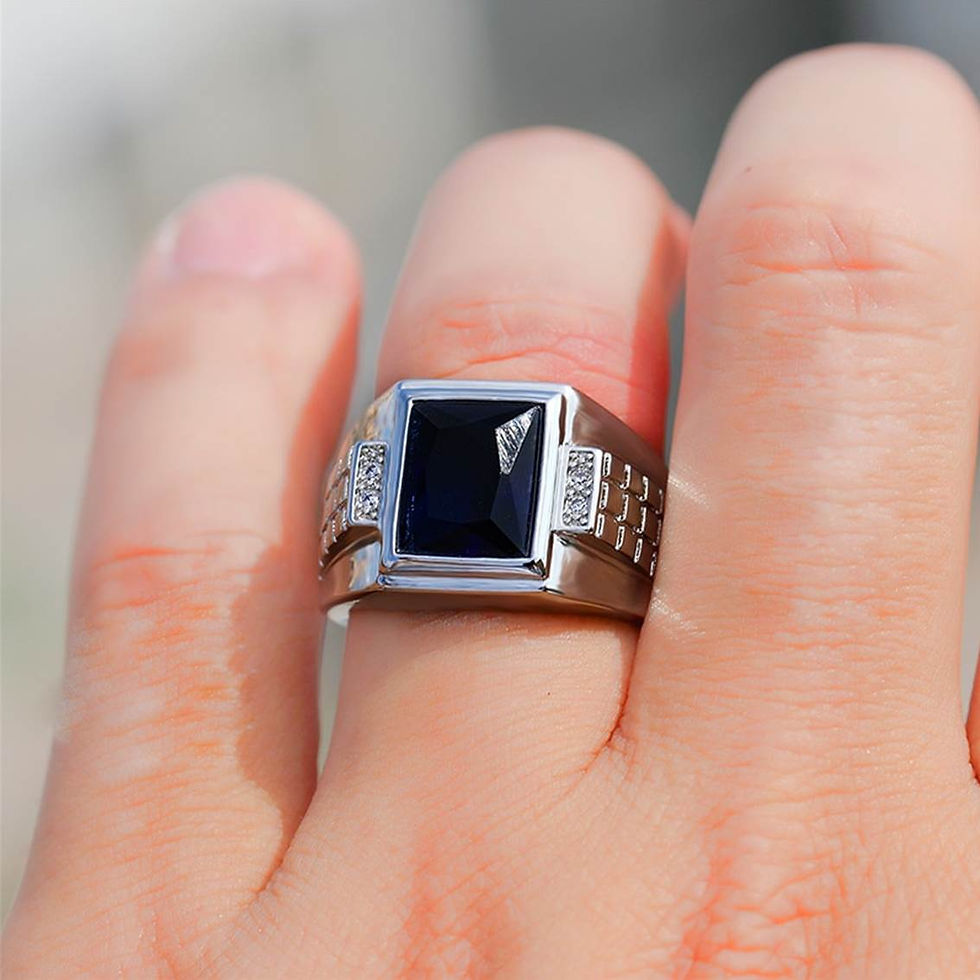 Anillo plata zafiro y cristales zirconia cúbica