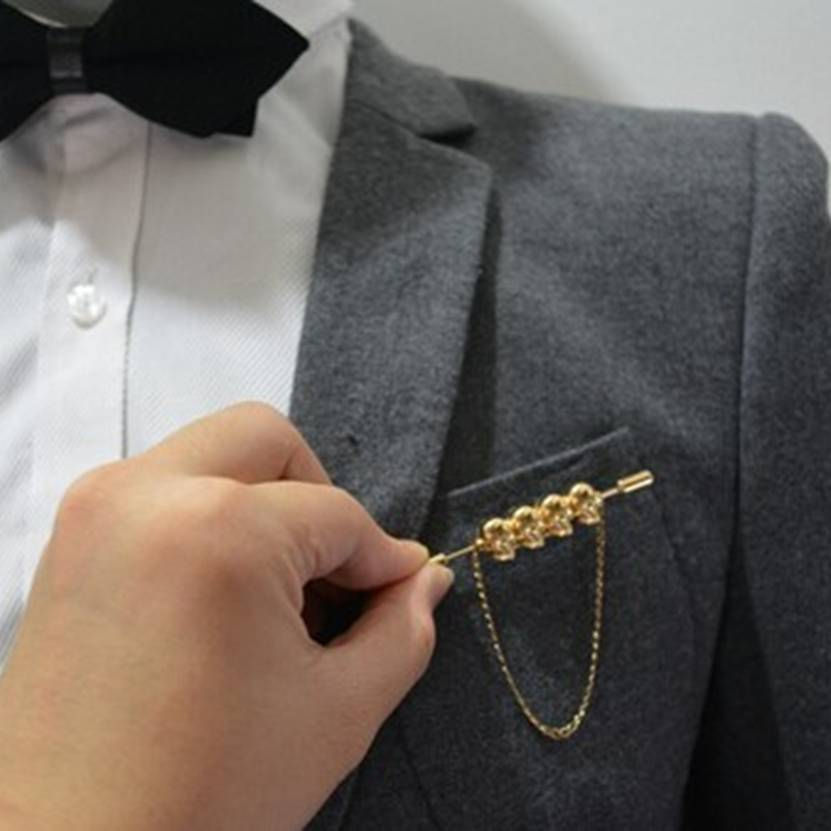 Miniatura: Broche alfiler de calaveras con cadenita