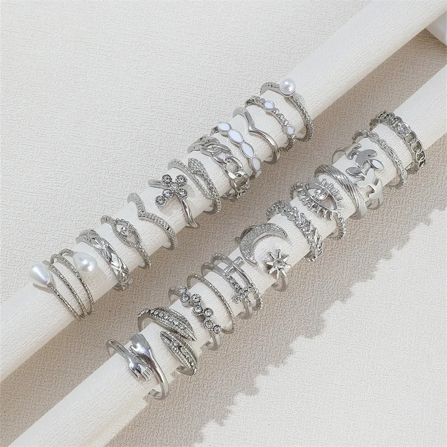 Set de 23 anillos de moda cristales zirconia