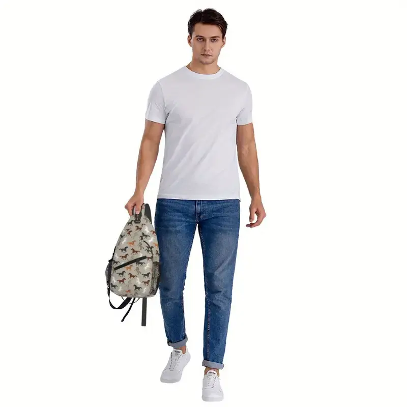 Miniatura: Bolsa bandolera cruzada estampado de caballos