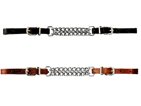 Barbada de piel para freno con cadena doble y trabilla Pro-Jump