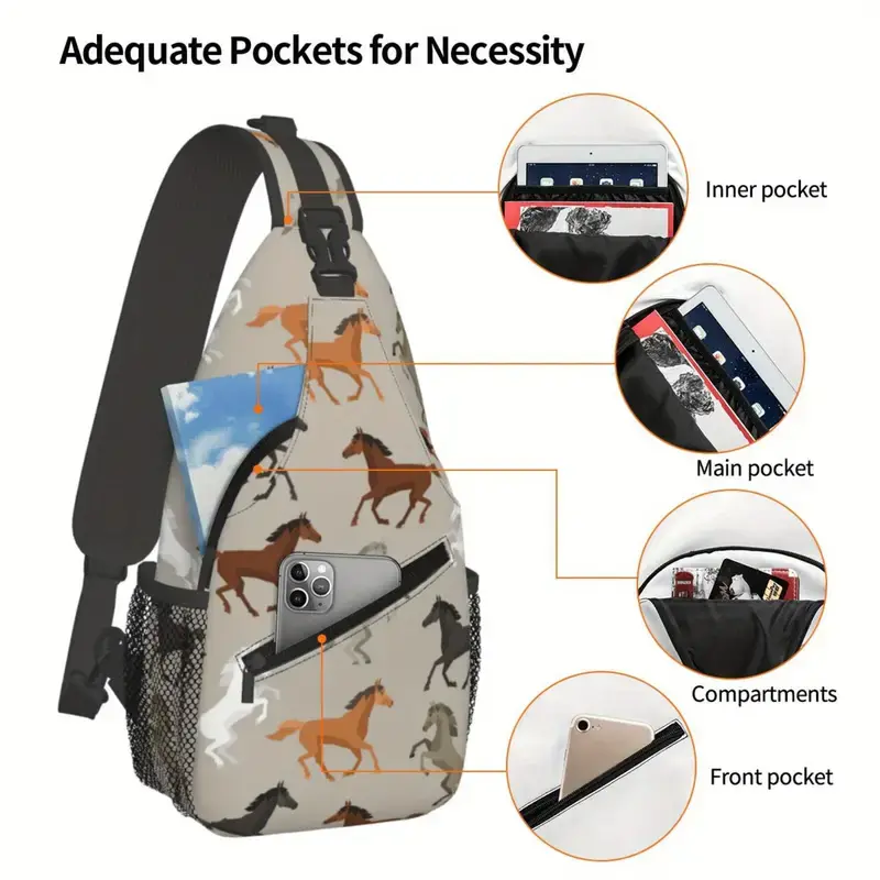 Miniatura: Bolsa bandolera cruzada estampado de caballos