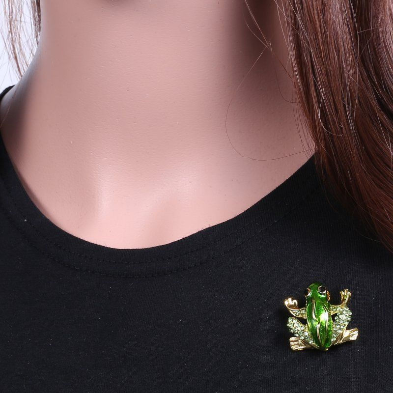 Thumbnail: Broche rana con cristales zirconia