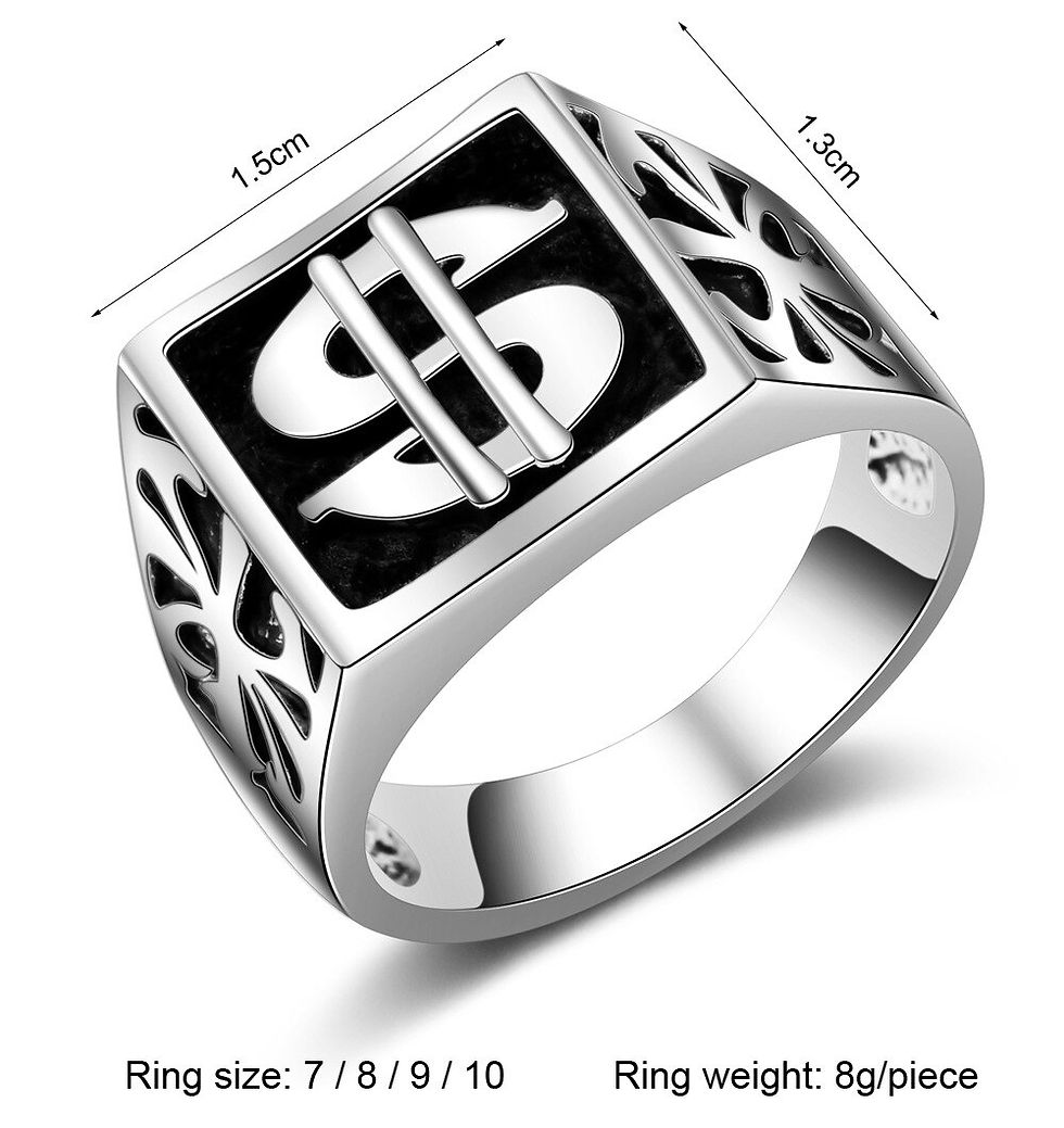 Miniatura: Anillo para hombre acero inoxidable negocios dinero