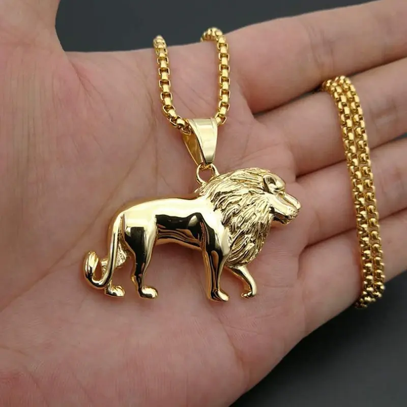 Miniatura: Collar con colgante de león gold filled