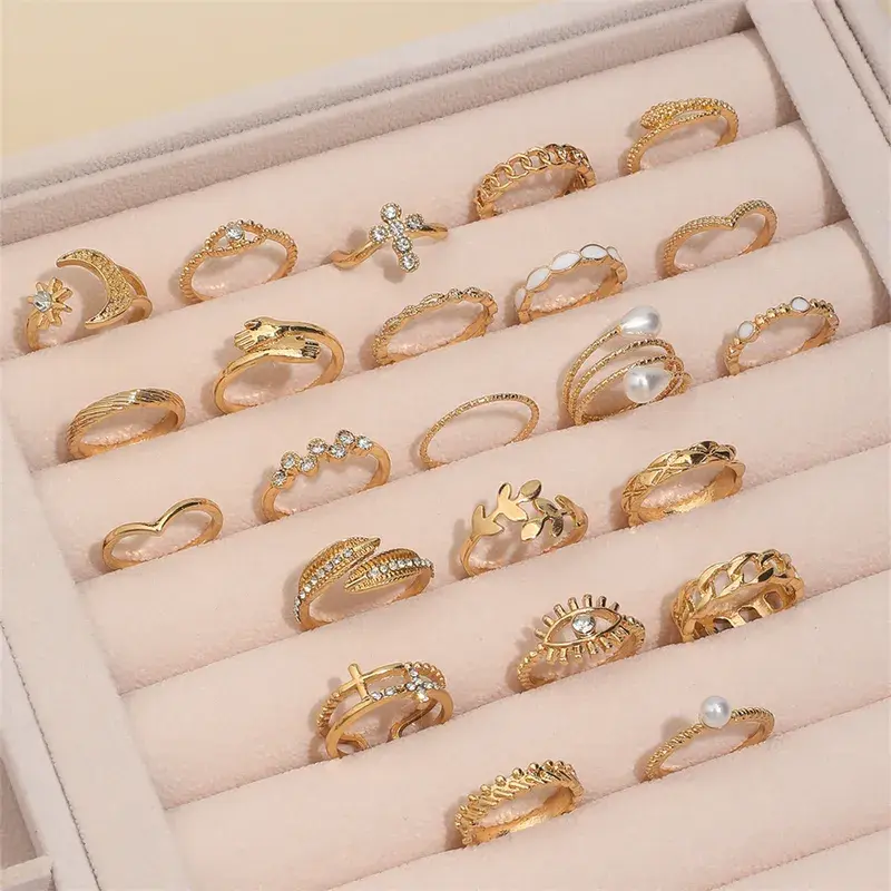 Thumbnail: Set de 23 anillos de moda cristales zirconia