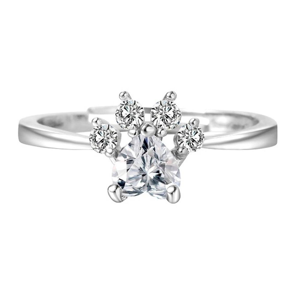 Miniatura: Anillo patita de perro  cristales zirconia blanca
