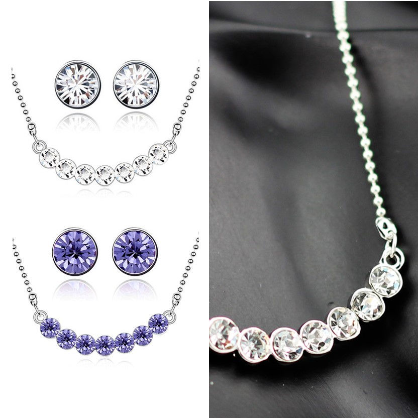 Thumbnail: Conjunto collar y aretes cristales zirconia cúbica