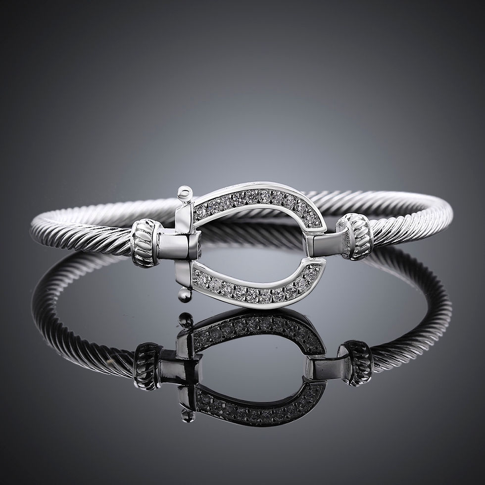 Miniatura: Brazalete herradura con cristales laminado de plata