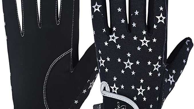 Guantes de equitación junior AF Equestrian Star Design black