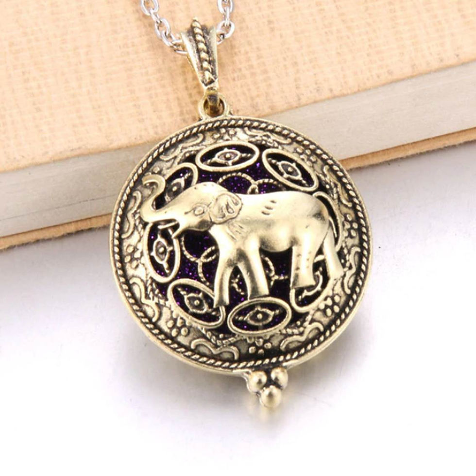Miniatura: Collar y colgante elefante aromaterápia