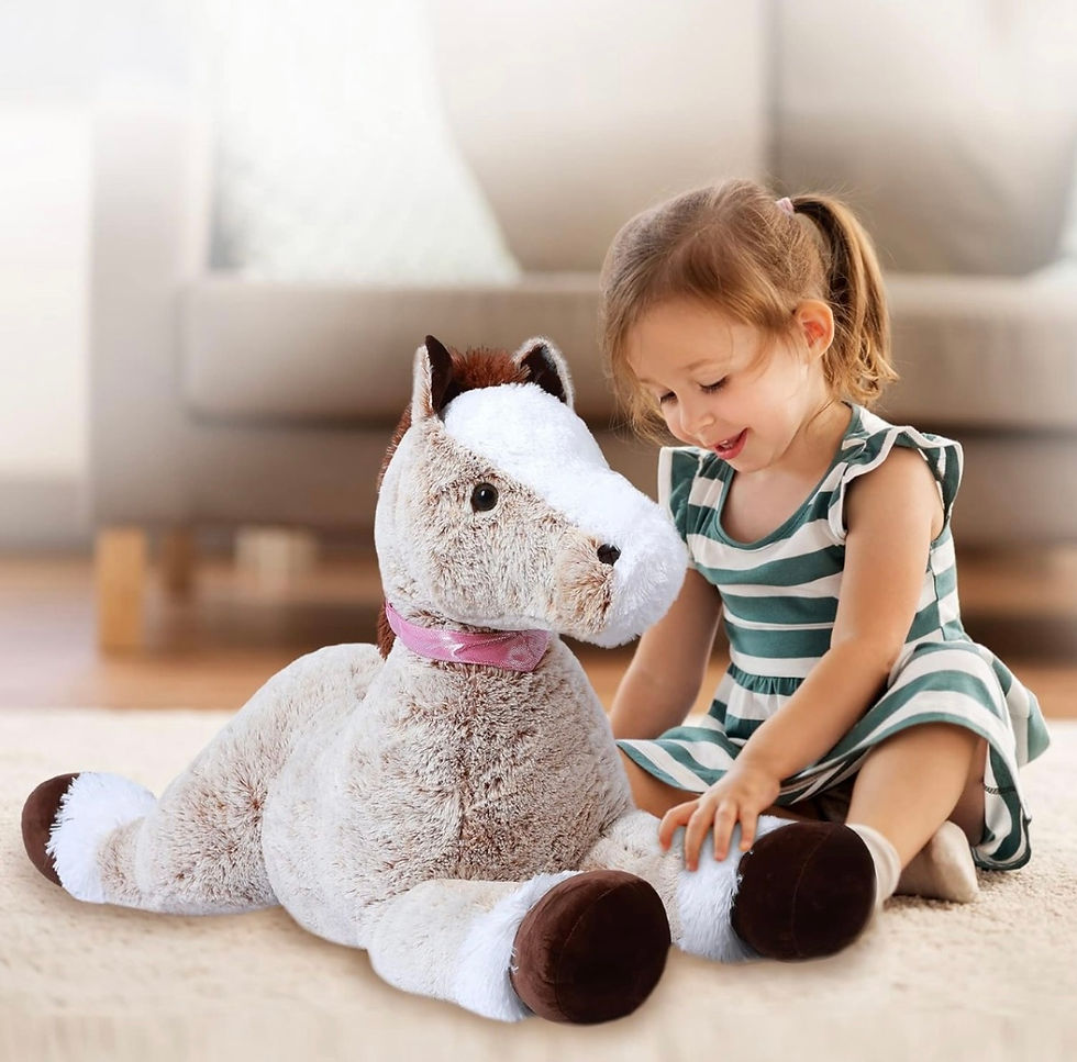 Miniatura: Caballo Gigante De Peluche 90 Cm Suave Abrazable Beige