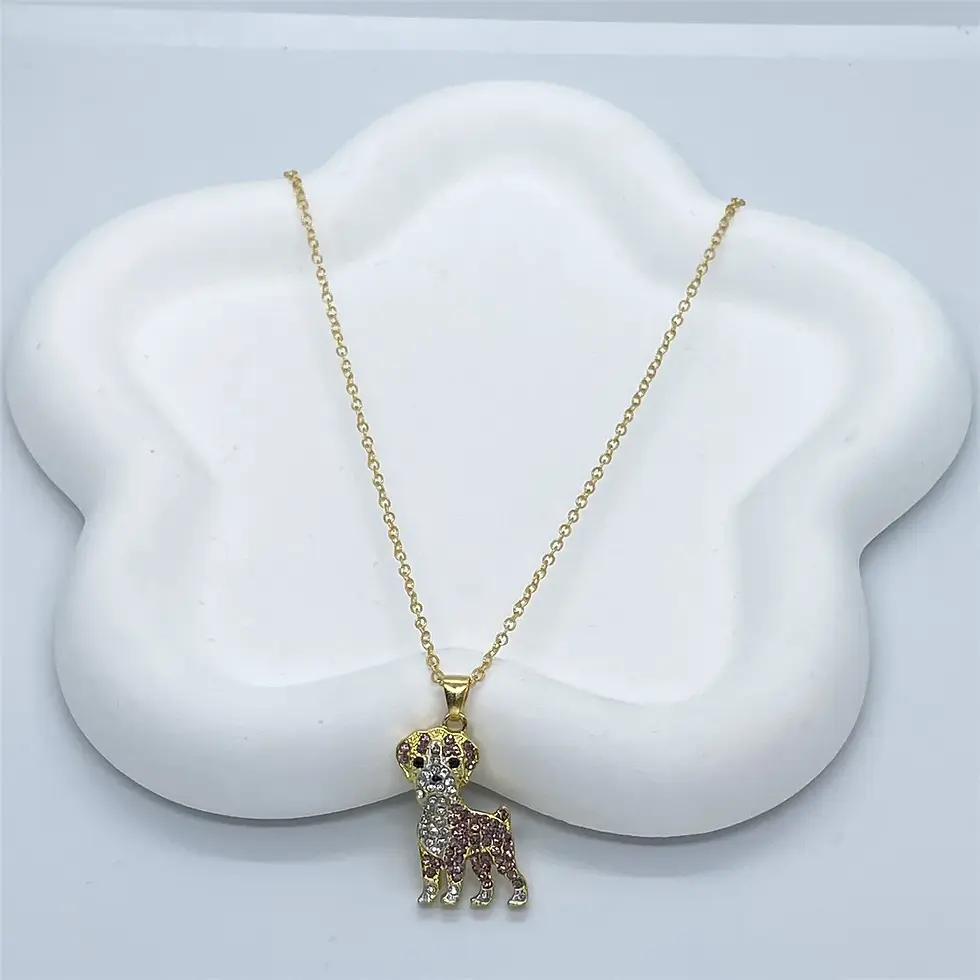 Miniatura: Collar de moda perrito Boxer cristales zirconia cúbica