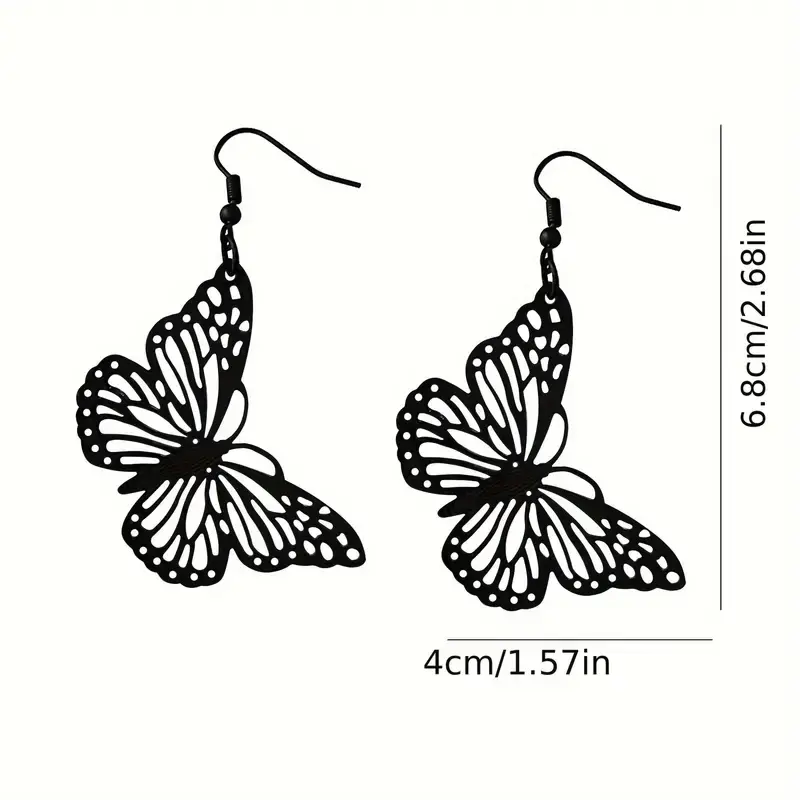 Miniatura: Aretes colgantes de mariposa negra