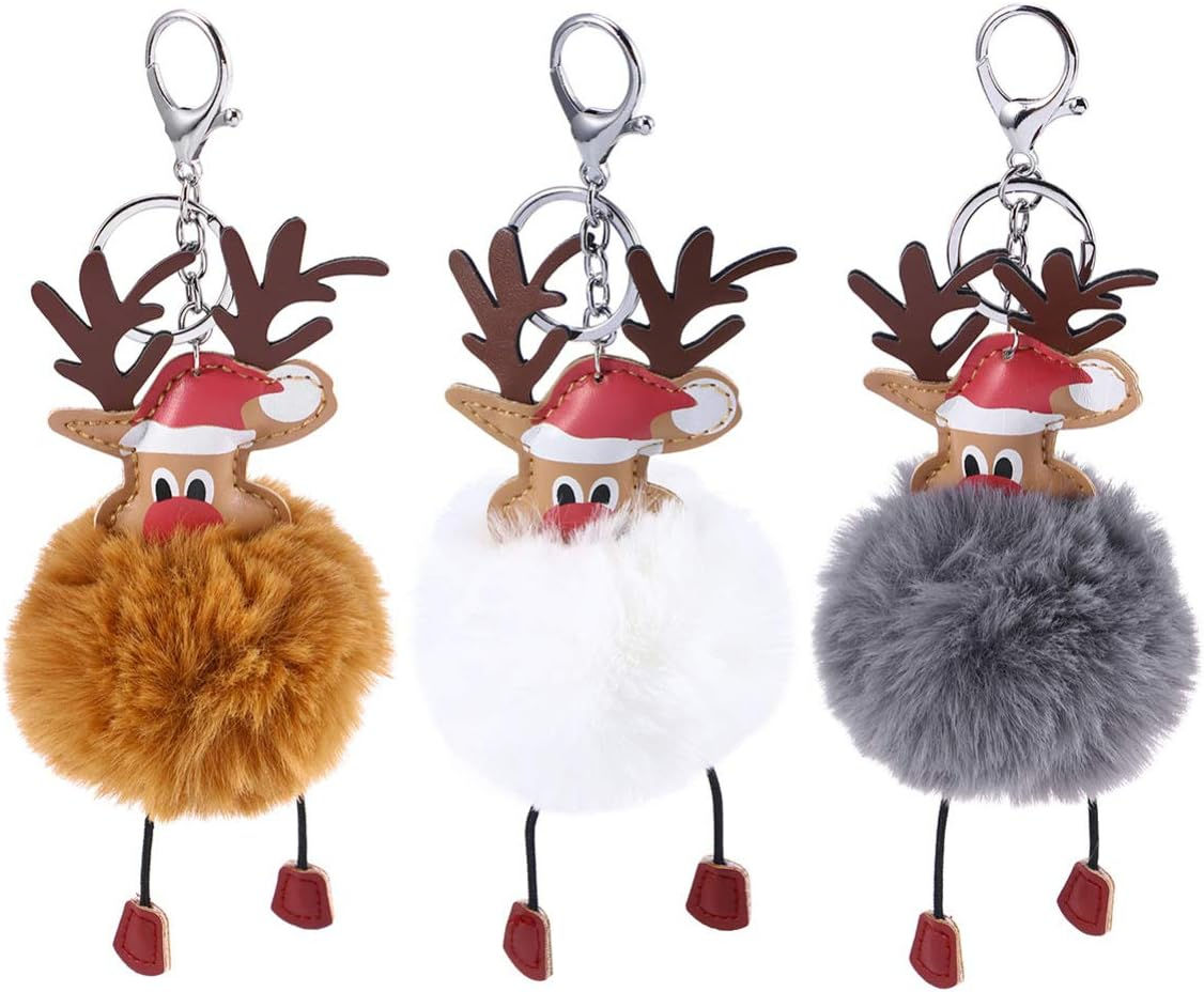 Llavero de Navidad con pompón de reno