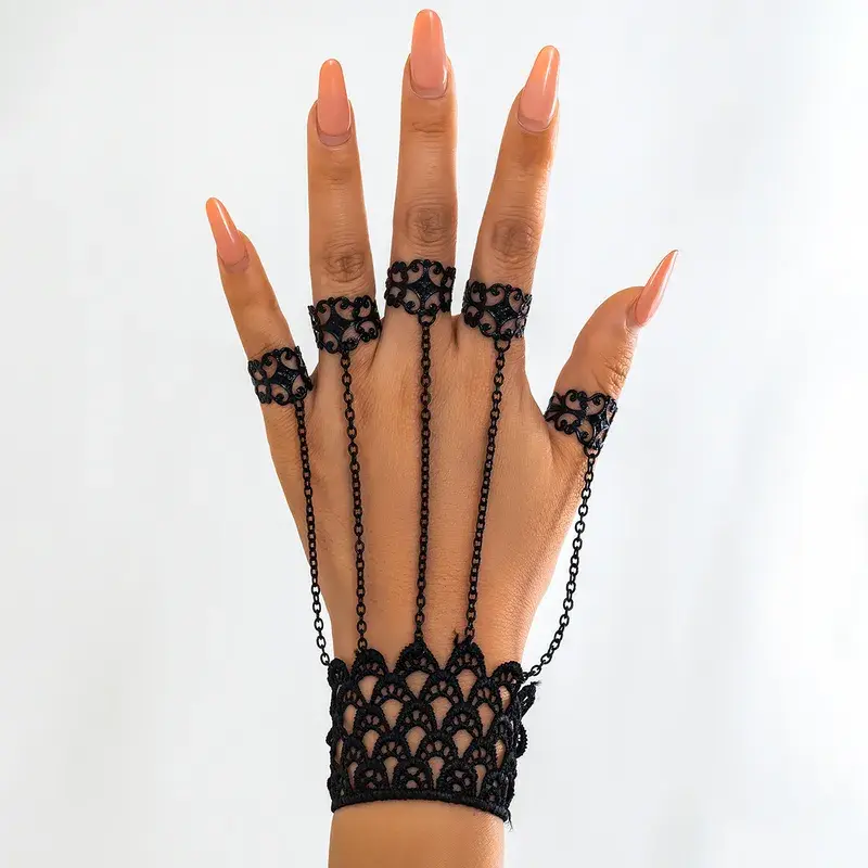 Thumbnail: Pulsera muñequera con cadenitas black