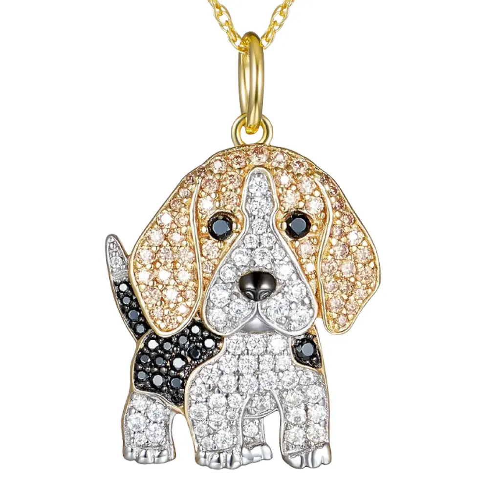 Collar de moda perrito Beagle cristales zirconia cúbica