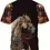 Miniatura: Camiseta de manga corta con estampado floral de caballo para niñas