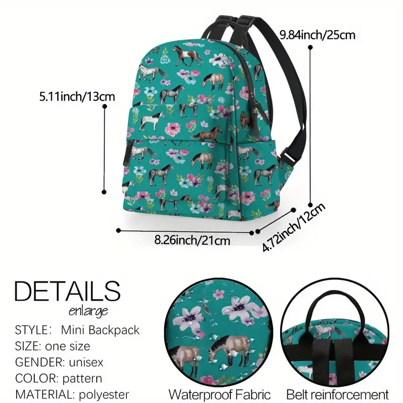 Miniatura: Mochila con diseño de caballos