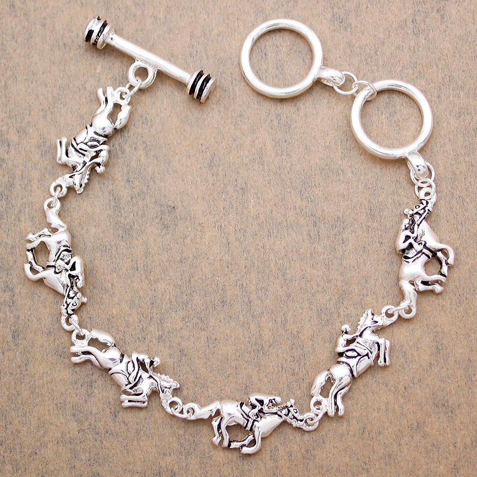 Miniatura: Pulsera carrera de caballos laminado de plata