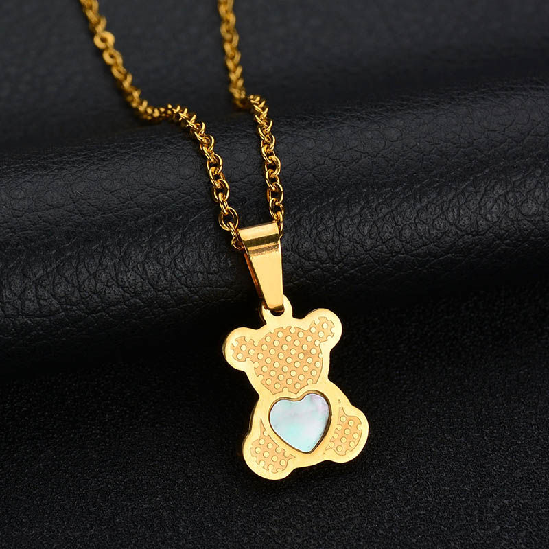 Miniatura: Collar y dije osito cristal corazón